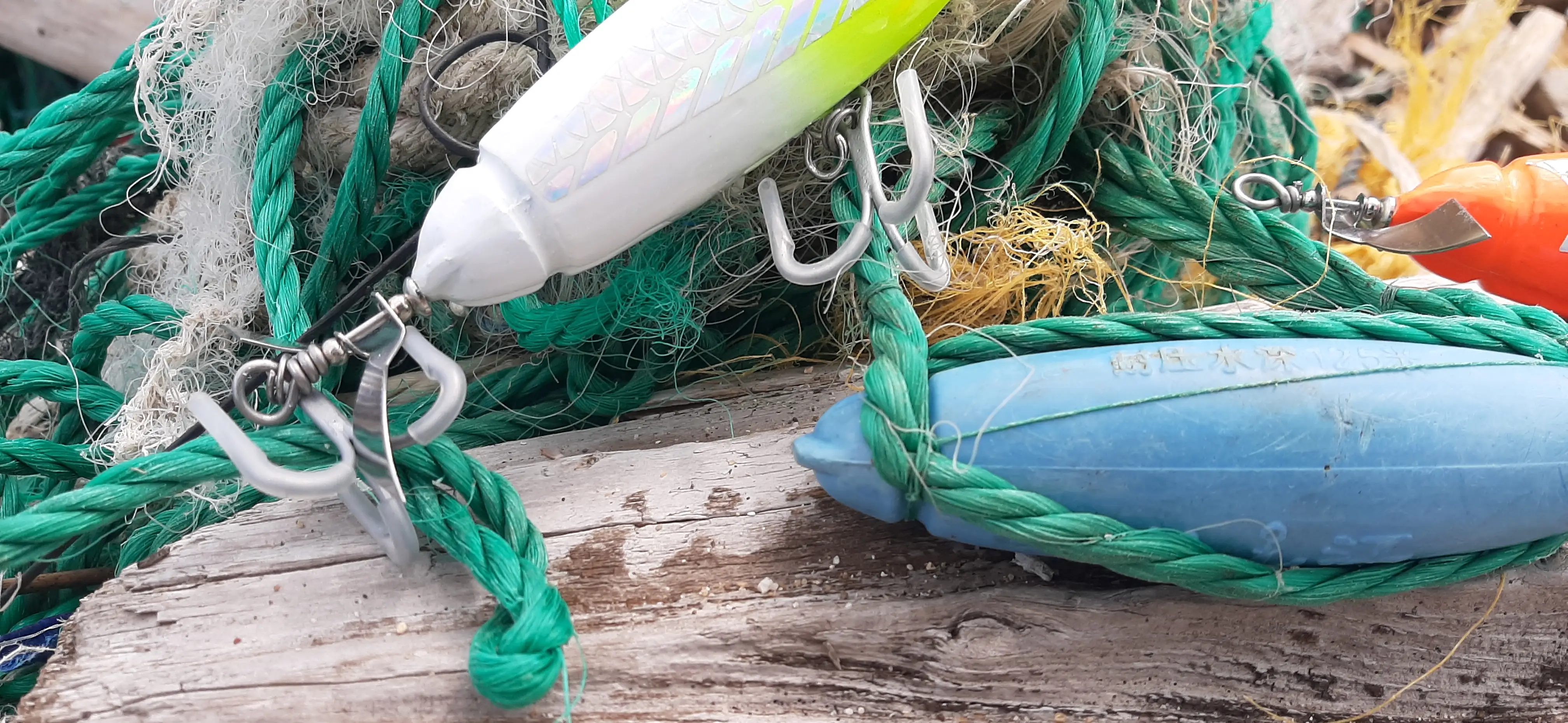 Hand made plastic recycled ocean lures